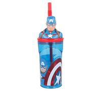 Stor Tasse à paille 3D pour bébé de 295 ml avec motif Marvel Captain America, sans BPA, lavable et réutilisable