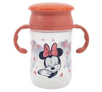 Stor Tasse d'Apprentissage pour Enfants Minnie Mouse 395ml avec Couvercle et Poignées, Système Anti-Fuite 360 Degrés, Plastique Résistant