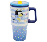 STOR Tasse en Acier avec Anse et Couvercle Bluey 640ml - Double Paroi avec Bec Anti-Fuite Réutilisable pour Enfants