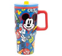 STOR Tasse en Acier avec Anse et Couvercle Mickey Mouse 640ml - Double Paroi avec Bec Anti-Fuite Réutilisable pour Enfants