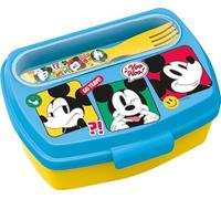 STOR Tataway Boîte à sandwich Disney Mickey Mouse pour enfants avec couverts, plastique sans BPA, lavable et réutilisable