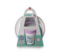 STOR Vaisselle Bébé Antidérapante Stitch - Set 3 Pièces Assiette Bol Gobelet 260ml - Plastique Micro-ondes - Disney Baby