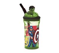 Stor Gobelet réutilisable Hulk Avengers avec paille, couvercle et figurine 3D 360 ml
