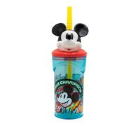 Stor Verre Enfant avec Paille et Couvercle Mickey Mouse, Figurine 3D, 360 ml, Plastique Réutilisable, Sans BPA, Idéal pour Garçons et Filles