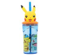 Stor Verre Enfant avec Paille et Couvercle Pokémon, Figurine 3D, 360 ml, Plastique, Idéal pour Garçons et Filles
