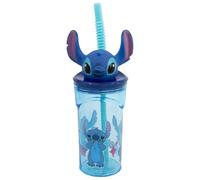 Stor Gobelet plastique Disney Stitch 3D – Sans BPA, capuchon 3D et paille intégrée – 360 ml