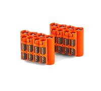 Storacell Lot de 2 boîtes de rangement pour piles AA + AAA Orange Peut contenir 4 piles AA + 4 piles AAA (non fournies)