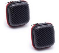 Storage Bag, 2 x Shockproof Travel Organizer, External Hard Drive Case, Storage Bag for Headphones, Protective Bag, for USB Flash Drive, Charger, Earphone, Black, Red, 7.5 x 7.5 x 3 cm