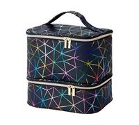 Storage Bag - 25.5x20x24cm Nail Organizer | Manicure Case, PU Leather Nail Carrying Case With Handle, Sponge Partitions, Large Capacity Organizer Holds 30 Bottles, Travel Cosmetic Bag