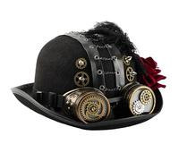 Storage Bag Chapeau haut-de-forme victorien fait à la main avec chaîne d'engrenage, lunettes de rose, décorations de roleplay de rôle, chapeau dôme pour spectacles sur scène, gothique, Halloween avec