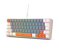 Storage Bag Clavier de jeu mécanique filaire rétroéclairé à DEL portable, 63 touches, clavier mécanique remplaçable à chaud amélioré pour le bureau de jeu, USB