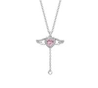 Storage Bag Collier avec pendentif en forme de cœur en forme d'aile d'ange en cristal 2023 pour femmes et filles tendance Y2K zircon amour colliers élégants bijoux collier en zircon, taille unique