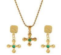 Storage Bag Ensemble collier et boucles d'oreilles crucifix pour femme - Pendentif en forme de croix - Ornement géométrique pour les personnes à la mode - Accessoires religieux, taille unique, Comme