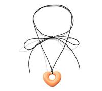 Storage Bag Hollow Love Jewelry Collier avec pendentif en forme de cœur de couleur simple et chaîne de clavicule réglable en corde noire pour femme, taille unique, Comme décrit, Comme décrit.