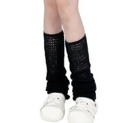 Storage Bag Jambières creuses en maille gaufrée pour femme, esthétique, étudiante, molle, sans pieds, longues chaussettes respirantes et tendance, Noir , taille unique