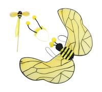Storage Bag Kit de costume 3 pièces d'abeilles pour enfants et adultes - Baguette d'ange - Ailes de papillon - Bandeau - Accessoires de cosplay pour Halloween