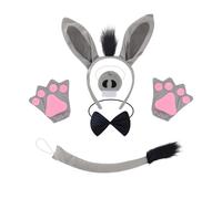 Storage Bag L'ensemble de costume d'âne comprend une queue d'âne, un bandeau, un nœud papillon, une jupe, un gant et une jupe, une tenue d'Halloween pour enfant, accessoires de costume de cosplay
