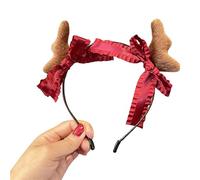 Storage Bag MerryChristmas Bandeau rouge avec nœud en forme de bois de cerf - Accessoires de scène - Accessoires pour cheveux de vacances - Fournitures de fête pour enfants - Pinces à cheveux festives