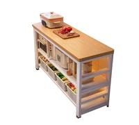 Storage Island Grande table de bar multifonction pour station de café, support micro-ondes dans la salle de bain et la salle à manger