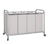 Storage Maniac Panier à linge à 4 sections, 4 sacs, avec roulettes verrouillables et sacs amovibles