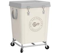 STORAGE MANIAC Panier à linge commercial avec cadre en acier robuste, 160 L, panier à linge industriel avec roues pour hôtel, maison, buanderie, 45 x 45 x 78 cm (L x l x H), beige moyen