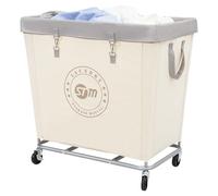 STORAGE MANIAC Panier à linge commercial avec cadre en acier robuste, 320 L, panier à linge industriel avec roues pour hôtel, maison, buanderie, 80 x 49 x 78 cm (L x l x H), grand beige