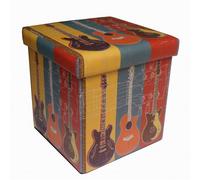 Storage Ottoman En Faux Cuir Pliage Guitares Multicolore