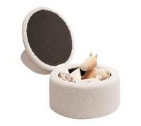 Storage Ottoman Foot Stool, Round Plush Foot Rest, Footrest with Backrest