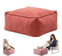 Storage Stool Cover with Zipper,Boho Square Storage Ottoman Floor Cover（E） | Fillable Floor Pouf Cover for Clothes, Blankets, Pillows and Space-Saving Home Storage,Textured Washable Decorative Stools