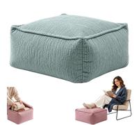 Storage Stool Cover with Zipper,Boho Square Storage Ottoman Floor Cover（H） | Fillable Floor Pouf Cover for Clothes, Blankets, Pillows and Space-Saving Home Storage,Textured Washable Decorative Stools