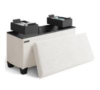 STORAGEBUD Banc ottoman de rangement de 76,2 cm pour bout de lit de chambre à coucher, grand repose-pieds pliable, banc d'entrée avec rangement, coffre de rangement en boucle, coffre de rangement max