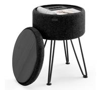 STORAGEBUD Ottomane ronde avec rangement, tabouret de rangement en boucle, tabouret de coiffeuse ottoman, tabouret de maquillage, petit ottoman, repose-pieds moderne, pour salon et chambre à coucher