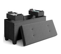 STORAGEBUD Storage Ottoman Bench with Bins, 30-in Storage Bench for Bedroom End of Bed, Folding Foot Rest Ottoman for Living Room Max 660lbs, Velvet Ottomans, Grey