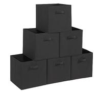 STORAGEIDEAS Lot de 6 bacs de rangement pliables, organiseurs de placard en tissu avec poignées pour la maison, le bureau, l'armoire, la bibliothèque, noir