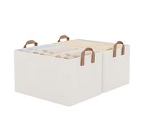 StorageWorks Boite de rangement tissu avec support métallique, grands paniers et boîtes de rangement pour vêtements, enfant jouets, livres, 48 x 33.5 x 28 cm, Beige, Lot de 2