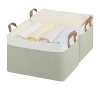 StorageWorks Boite de rangement tissu avec support métallique, paniers et boîtes de rangement pour vêtements, enfant jouets, livres, 42 x 30.5 x 26 cm, Vert et blanc, Lot de 2
