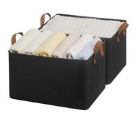 StorageWorks Boite de rangement tissu avec support métallique, paniers et boîtes de rangement pour vêtements, enfant jouets, livres, 42 x 30.5 x 26 cm, Noir, Lot de 2