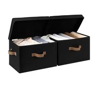 StorageWorks Boîtes de rangement en tissu avec couvercles, boîtes de rangement larges pour étagères, paniers à linge pliables avec poignées organisation de jouets, noir, lot de 2