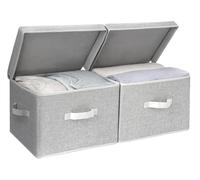StorageWorks Boîtes de rangement en tissu avec couvercles, boîtes de rangement larges pour étagères, paniers à linge pliables avec poignées organisation de jouets, gris, lot de 2