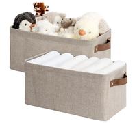 StorageWorks Boîtes de rangement étroites, paniers longs pour organiser la garde-robe, boîtes de rangement avec poignées et cadre métallique, 38 x 20 x 18.5 cm, mélange marron et beige, lot de 2