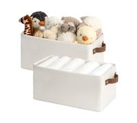 StorageWorks Boîtes de rangement étroites, paniers longs pour organiser la garde-robe, boîtes de rangement avec poignées et cadre métallique, 38 x 20 x 18.5 cm, beige, lot de 2