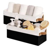 StorageWorks Boîtes de rangement étroites pour étagère, paniers de rangement longs avec armature métallique, boîtes pour organisation, bacs en tissu pliables décoratifs, gris et blanc, lot de 2