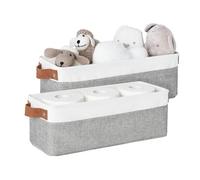 StorageWorks Boîtes de rangement étroites pour étagère, paniers de rangement longs avec armature métallique, boîtes pour organisation, bacs en tissu pliables décoratifs, gris et blanc, lot de 2