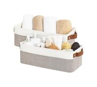 StorageWorks Boîtes de rangement étroites pour étagère, paniers de rangement longs avec armature métallique, boîtes pour organisation, bacs en tissu pliables décoratifs, gris et blanc, lot de 2