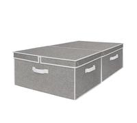 StorageWorks Boîtes de rangement extra-larges avec couvercles, contenants décoratifs 55L avec couvercle double ouverture, bacs en tissu avec poignées, mélange de beige, blanc et ivoire, lot de 2