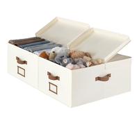 StorageWorks Boîtes de rangement extra-larges avec couvercles, paniers en tissu 55L avec séparateur, boîtes à vêtements, organisateurs de placard à linge avec poignées, blanc ivoire, lot de 2