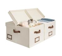 StorageWorks Boîtes de rangement larges avec couvercles, paniers en tissu avec séparateur, boîtes à vêtements, organisateurs de placard à linge avec poignées, gris, lot de 2