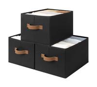 StorageWorks Boîtes de rangement pour organiser, paniers pliables pour étagères, boîtes de rangement en tissu avec poignées, paniers décoratifs pour étagères, noir, lot de 3