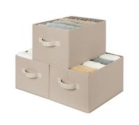 StorageWorks Boîtes de rangement pour organiser, paniers pliables pour étagères, boîtes de rangement en tissu avec poignées, paniers décoratifs pour étagères, marron clair, lot de 3