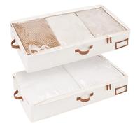 StorageWorks Boîtes de rangement sous lit avec couvercles, grands contenants de rangement sous lit pour organiser les accessoires de chambre, vêtements et linge de maison, blanc ivoire, lot de 2
